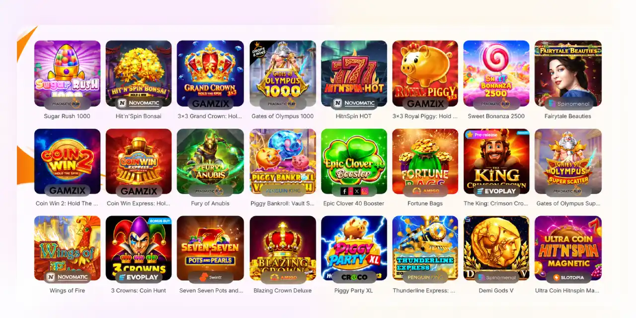 Hit'N'Spin Casino populære spillemaskiner og online slots udvalg Danmark